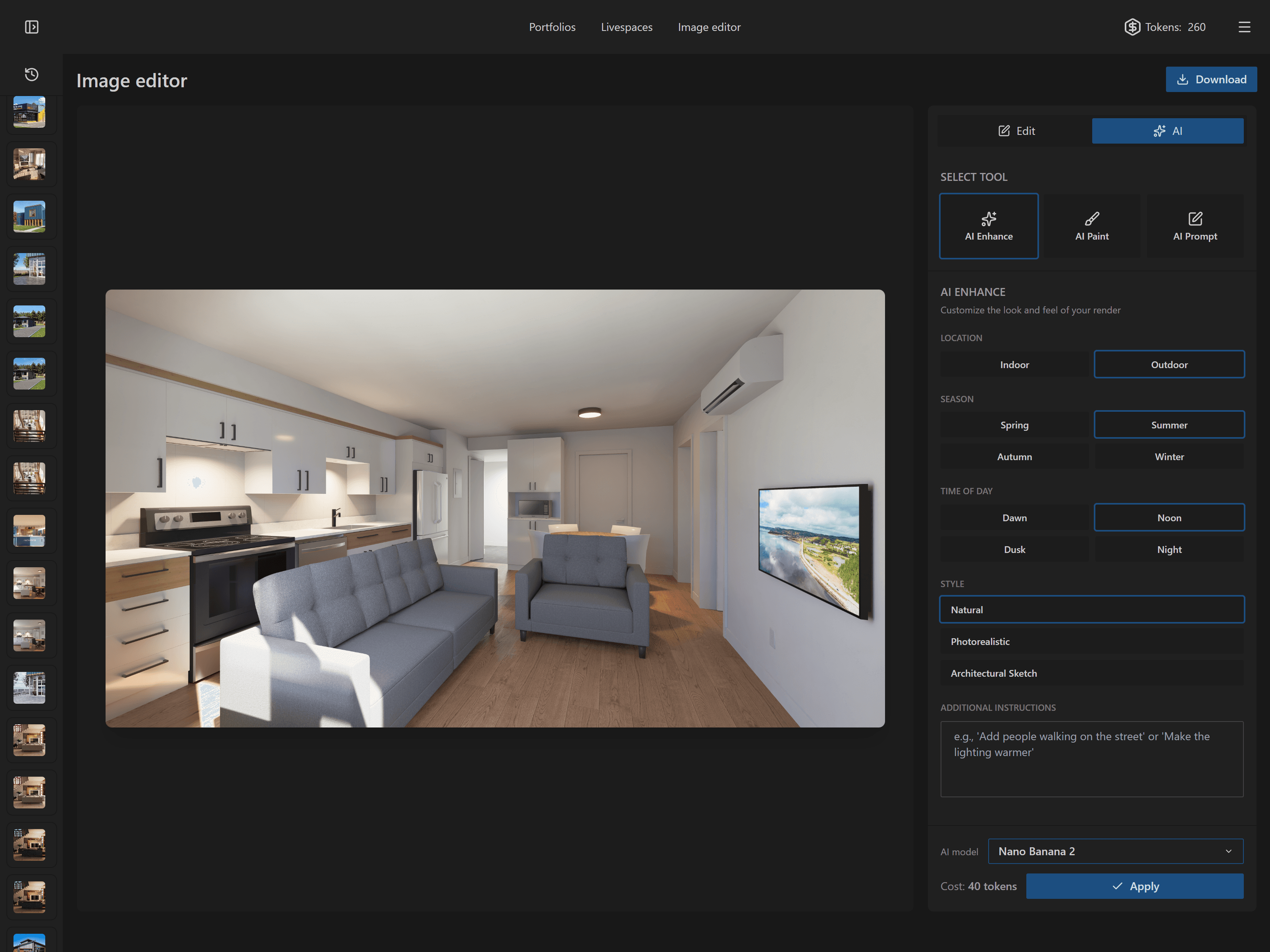 Render editing tools